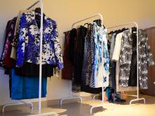 Suits from designers for all sizes from small miss sized to sizes for the fuller figure.